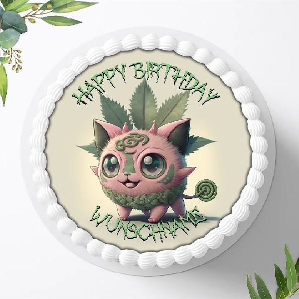 Preview: Pokemon Pikachu Tortenaufleger mit Wunschnamen Ø 20cm, 1074z